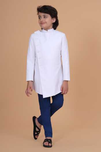 Raghavendra Rathore Blue_White Suiting The Angular Front Achkan _Online_at_Aza_Fashions