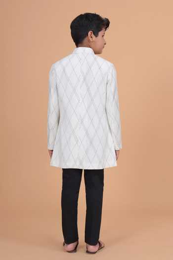 Raghavendra Rathore Blue The Tuck And Stitch Achkan 