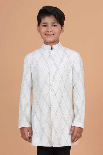 Raghavendra Rathore Blue The Tuck And Stitch Achkan 