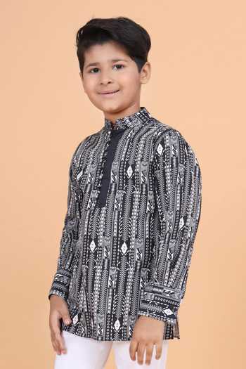 Raghavendra Rathore Blue The Linear Print Kurta