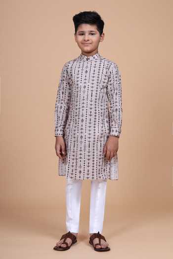 Shop_Raghavendra Rathore Blue_Pink Cotton The Crossover Printed Kurta _Online_at_Aza_Fashions