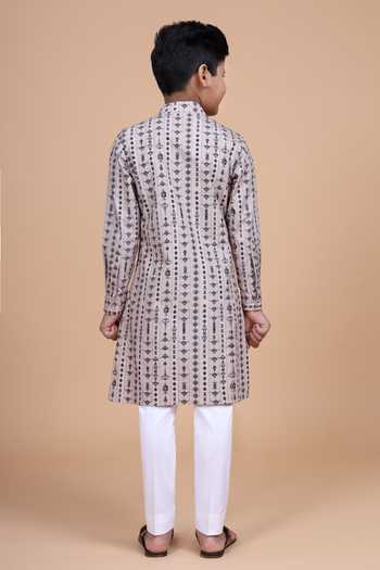 Raghavendra Rathore Blue The Crossover Printed Cotton Kurta 