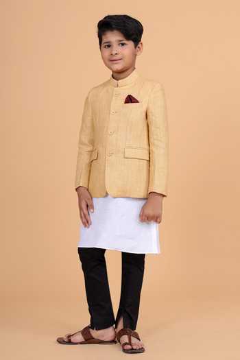 Raghavendra Rathore Blue_Beige Cotton Embroidery The Irregular Bandhgala _Online_at_Aza_Fashions