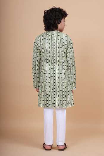 Raghavendra Rathore Blue Printed Cotton Kurta 
