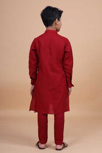 Raghavendra Rathore Blue Cotton Linen Shirt Kurta 
