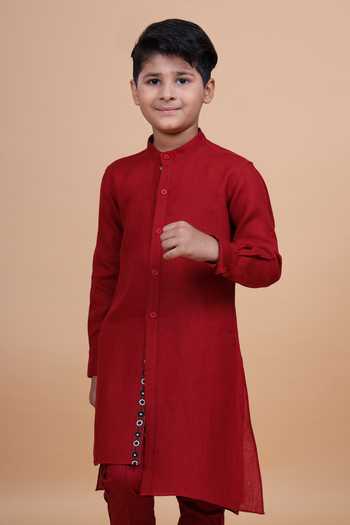 Raghavendra Rathore Blue Cotton Linen Shirt Kurta 