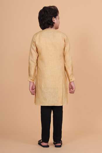 Raghavendra Rathore Blue Round Neck Flap Kurta 