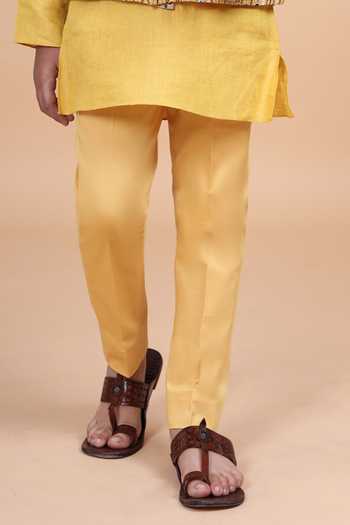 Raghavendra Rathore Blue Yellow Cotton Mustard Tapered Pant Online at Aza Fashions Raghavendra Rathore Blue_Yellow Cotton Mustard Tapered Pant _Online_at_Aza_Fashions