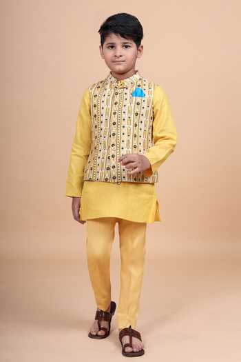 Raghavendra Rathore Blue Cotton Mustard Tapered Pant 