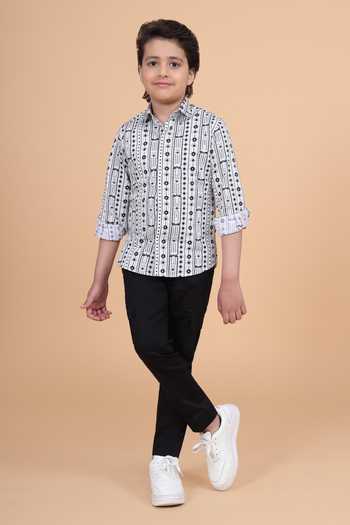 Buy_Raghavendra Rathore Blue_Black Cotton Printed Shirt _Online_at_Aza_Fashions