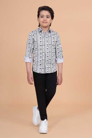 Shop_Raghavendra Rathore Blue_Black Cotton Printed Shirt _Online_at_Aza_Fashions