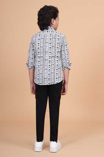 Raghavendra Rathore Blue Cotton Printed Shirt 