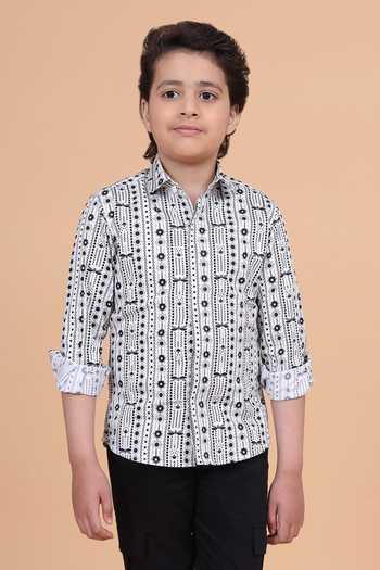 Raghavendra Rathore Blue Cotton Printed Shirt
