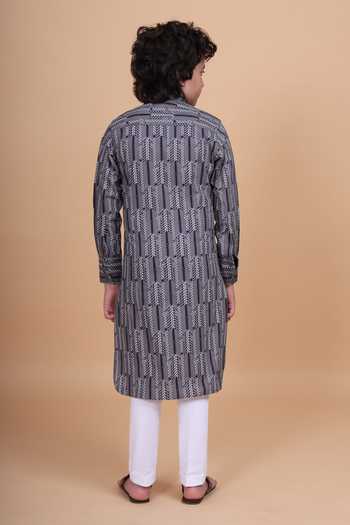 Raghavendra Rathore Blue Asymmetric Printed Long Shirt Kurta 