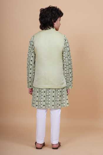Raghavendra Rathore Blue Linen Silk Long Waistcoat 