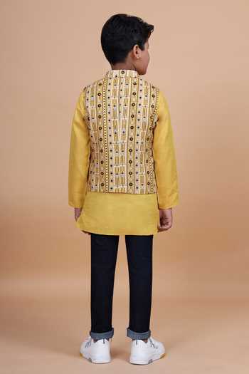 Raghavendra Rathore Blue Printed Cotton Waistcoat 
