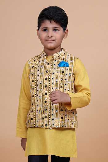 Raghavendra Rathore Blue Printed Cotton Waistcoat