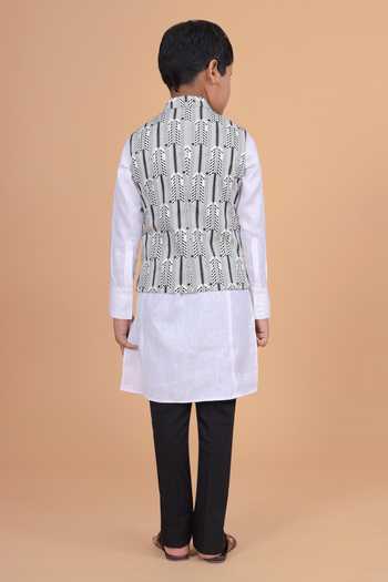 Raghavendra Rathore Blue Printed Off Center Waistcoat 