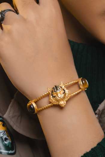 Shop Totapari Gold Plated Corbett Romeo Tiger Signature Cuff Bracelet Online at Aza Fashions Shop_Totapari_Gold Plated Corbett Romeo Tiger Signature Cuff Bracelet _Online_at_Aza_Fashions