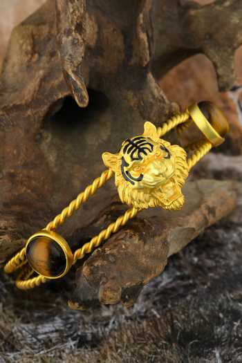 Totapari Gold Plated Corbett Romeo Tiger Signature Cuff Bracelet at Aza Fashions Totapari_Gold Plated Corbett Romeo Tiger Signature Cuff Bracelet _at_Aza_Fashions