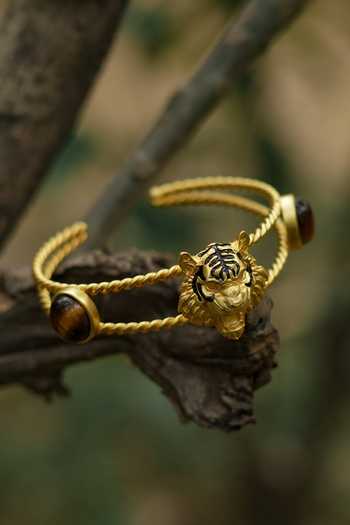 Buy Totapari Gold Plated Corbett Romeo Tiger Signature Cuff Bracelet Buy_Totapari_Gold Plated Corbett Romeo Tiger Signature Cuff Bracelet