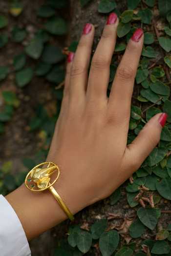 Shop Totapari Gold Plated Corbett Dhikala Tusker Cuff Bracelet Online at Aza Fashions Shop_Totapari_Gold Plated Corbett Dhikala Tusker Cuff Bracelet _Online_at_Aza_Fashions