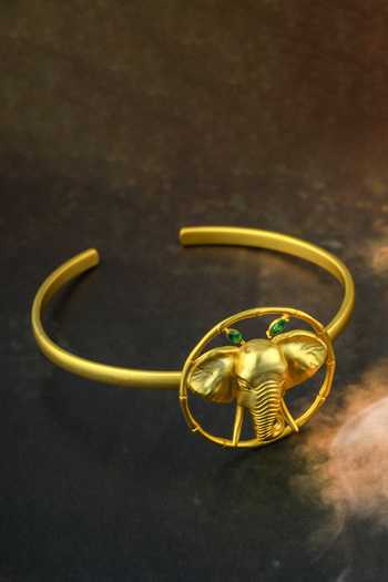 Buy Totapari Gold Plated Corbett Dhikala Tusker Cuff Bracelet Buy_Totapari_Gold Plated Corbett Dhikala Tusker Cuff Bracelet