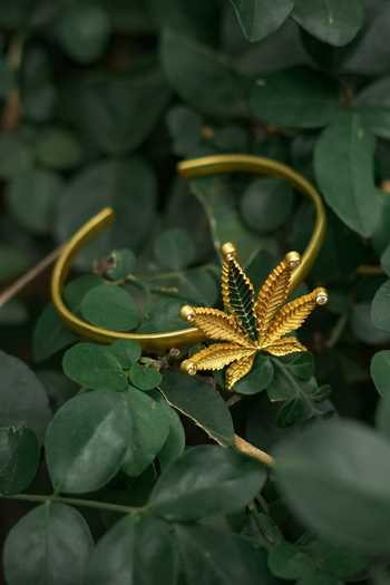 Shop Totapari Gold Plated Corbett Canabis Cuff Bracelet Online at Aza Fashions Shop_Totapari_Gold Plated Corbett Canabis Cuff Bracelet _Online_at_Aza_Fashions