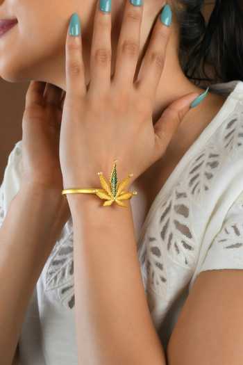 Totapari Gold Plated Corbett Canabis Cuff Bracelet at Aza Fashions Totapari_Gold Plated Corbett Canabis Cuff Bracelet _at_Aza_Fashions
