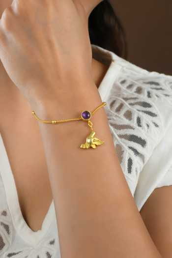 Totapari Gold Plated Green Bee Eater Bird Bracelet at Aza Fashions Totapari_Gold Plated Green Bee Eater Bird Bracelet _at_Aza_Fashions
