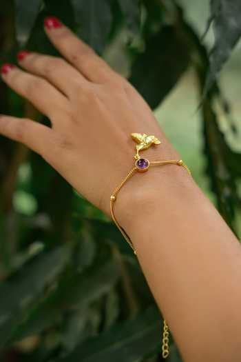 Buy Totapari Gold Plated Green Bee Eater Bird Bracelet Buy_Totapari_Gold Plated Green Bee Eater Bird Bracelet