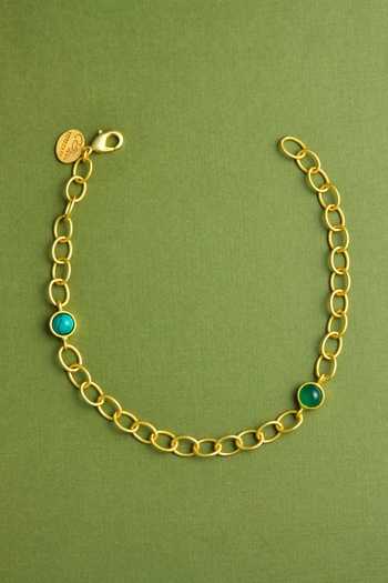 Shop Totapari Gold Plated Tiger Stone Charm Corbett Bracelet Online at Aza Fashions Shop_Totapari_Gold Plated Tiger Stone Charm Corbett Bracelet _Online_at_Aza_Fashions