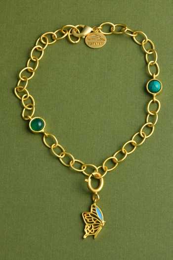 Totapari Gold Plated Butterfly Charm Corbett Bracelet at Aza Fashions Totapari_Gold Plated Butterfly Charm Corbett Bracelet _at_Aza_Fashions