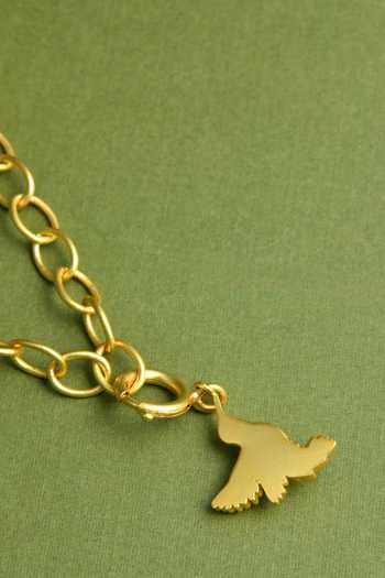 Shop Totapari Gold Plated Bee-eater Charm Corbett Bracelet Online at Aza Fashions Shop_Totapari_Gold Plated Bee-eater Charm Corbett Bracelet _Online_at_Aza_Fashions