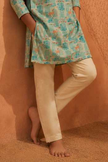 Buy Eleven Brothers Green Silk, Cotton Printed Kurta And Pant Set Online at Aza Fashions Buy_Eleven Brothers_Green Silk, Cotton Printed Kurta And Pant Set _Online_at_Aza_Fashions