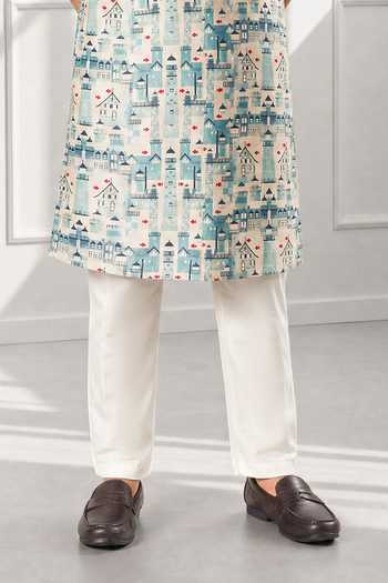 Eleven Brothers Blue Silk House By The Sea Printed Kurta Set Online at Aza Fashions Eleven Brothers_Blue Silk House By The Sea Printed Kurta Set _Online_at_Aza_Fashions