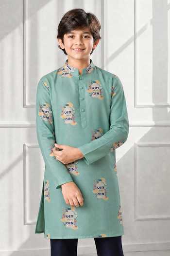 Eleven Brothers Printed Silk Kurta & Pant Set 