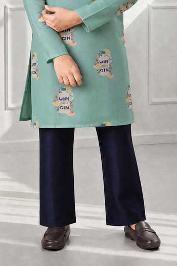 Eleven Brothers Green Silk Printed Kurta And Pant Set Online at Aza Fashions Eleven Brothers_Green Silk Printed Kurta And Pant Set _Online_at_Aza_Fashions
