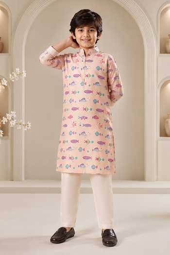 Eleven Brothers Fish Print Kurta & Pant Set 