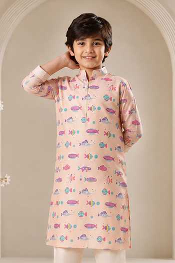 Eleven Brothers Fish Print Kurta & Pant Set 