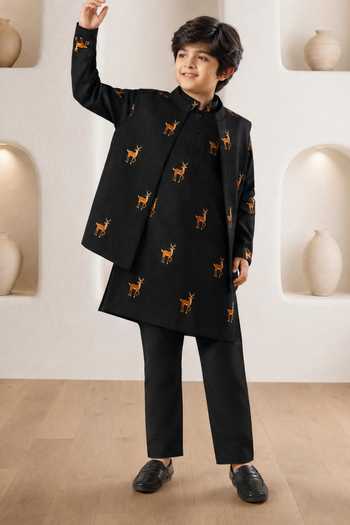 Eleven Brothers Deer Motif Jacket Kurta Set 