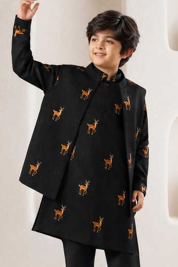 Eleven Brothers Deer Motif Jacket Kurta Set 