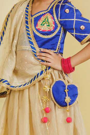 Buy Fayon Kids Beige Organza, Tissue, Taffeta Aangi Work Blue Blouse Lehenga Set Online at Aza Fashions Buy_Fayon Kids_Beige Organza, Tissue, Taffeta Aangi Work Blue Blouse Lehenga Set _Online_at_Aza_Fashions