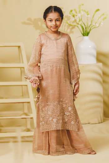 Fayon Kids Embroidered Long Kurta With Sharara
