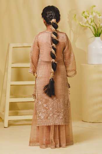 Fayon Kids Embroidered Long Kurta With Sharara