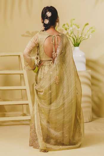 Fayon Kids Pista Green Embroidered Lehenga Set