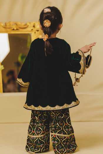 Fayon Kids Velvet Kurta With Printed Salwar