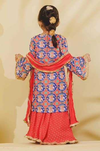 Fayon Kids Patola Print Kurta Sharara Set