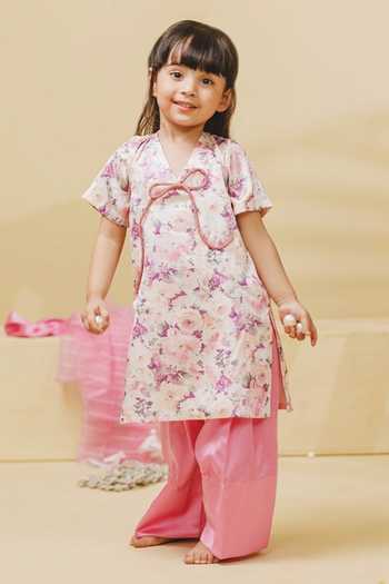 Fayon Kids Satin Printed Kurta & Salwar
