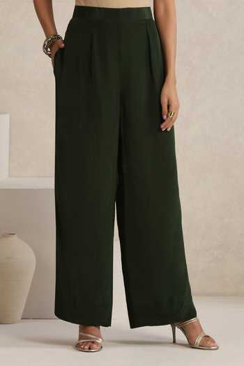 Shop Wazir C Green Georgette Notched Neck Afsana Kashmiri Tilla Kurta Pant Set Shop_Wazir C_Green Georgette Notched Neck Afsana Kashmiri Tilla Kurta Pant Set